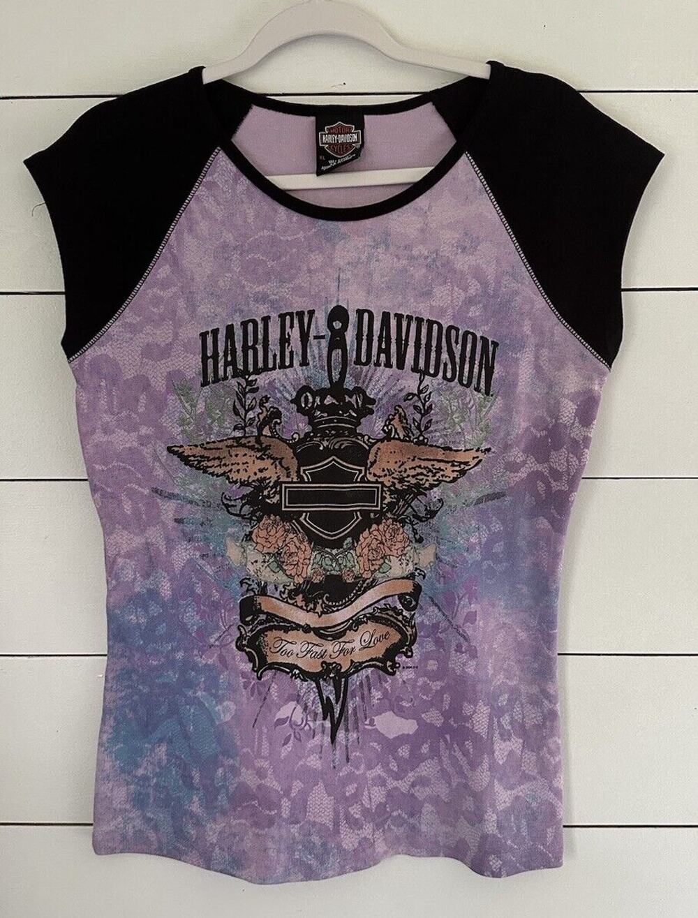 Harley Davidson Short Sleeve Durango Tee Shirt Purple Tie Dye Top Size XL